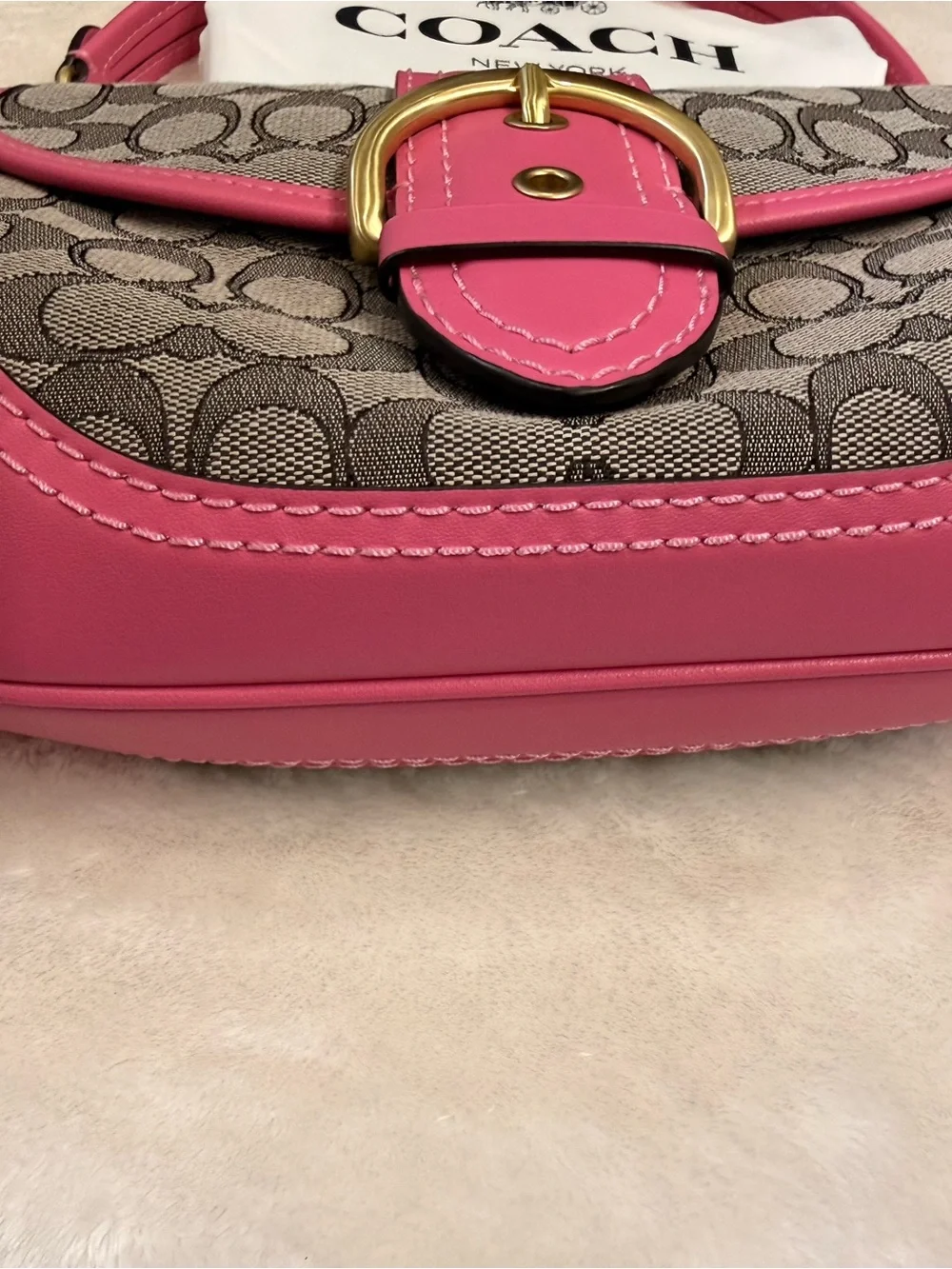 COACH Pink Soho Signature Jacquard Top Handle Shoulder Bag